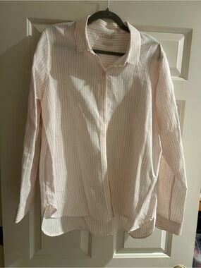 Barbour Pink and White Striped Cotton Button-Down Shirt